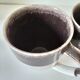 Set of three two-tone mugs, glazed stoneware, café workshop style.