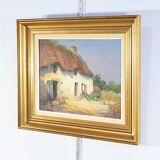 Oil on Wood "Maison en Brière", signed E.gautier – 1955