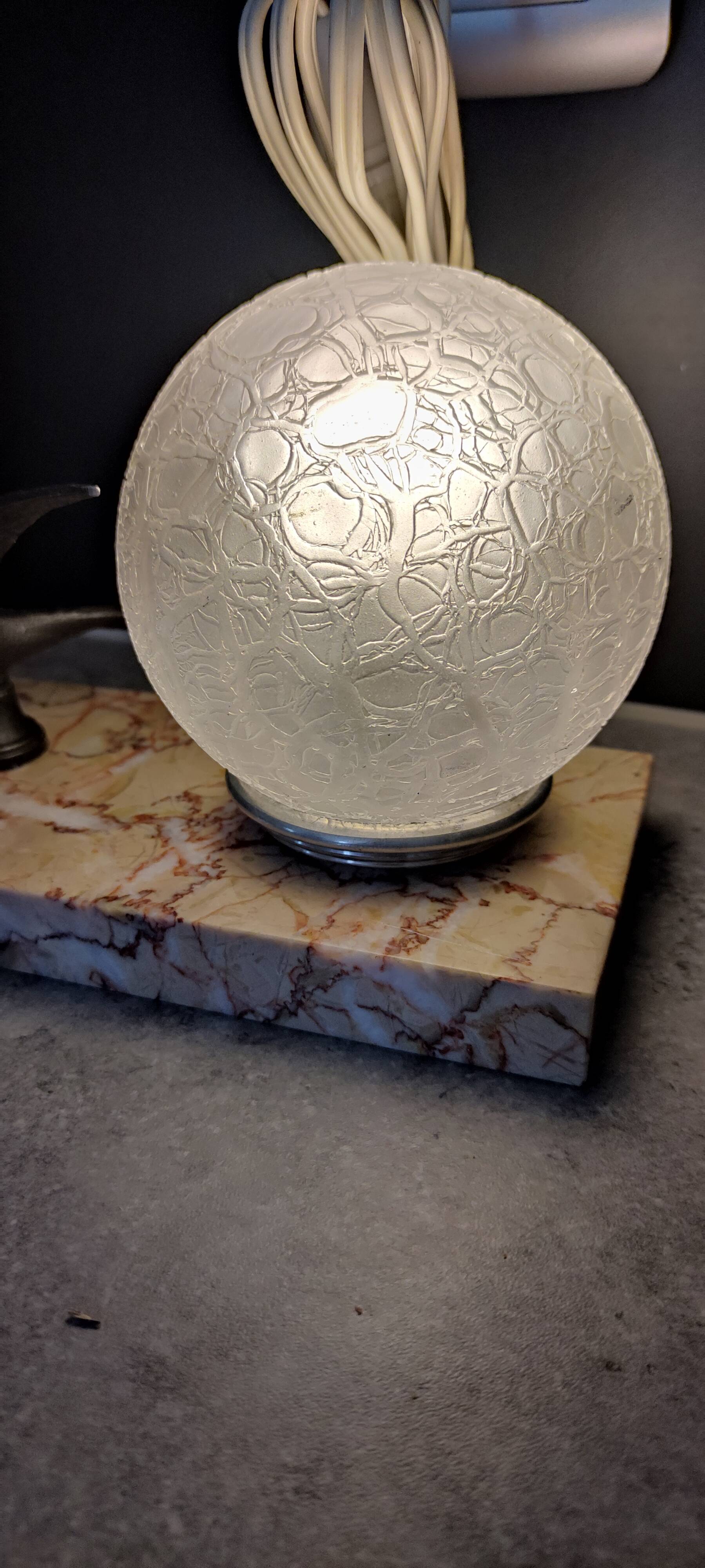 Art deco lamp, globe and marble