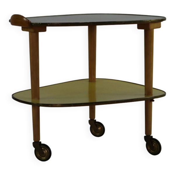 Chariot à thé coloré d'époque mid-century.