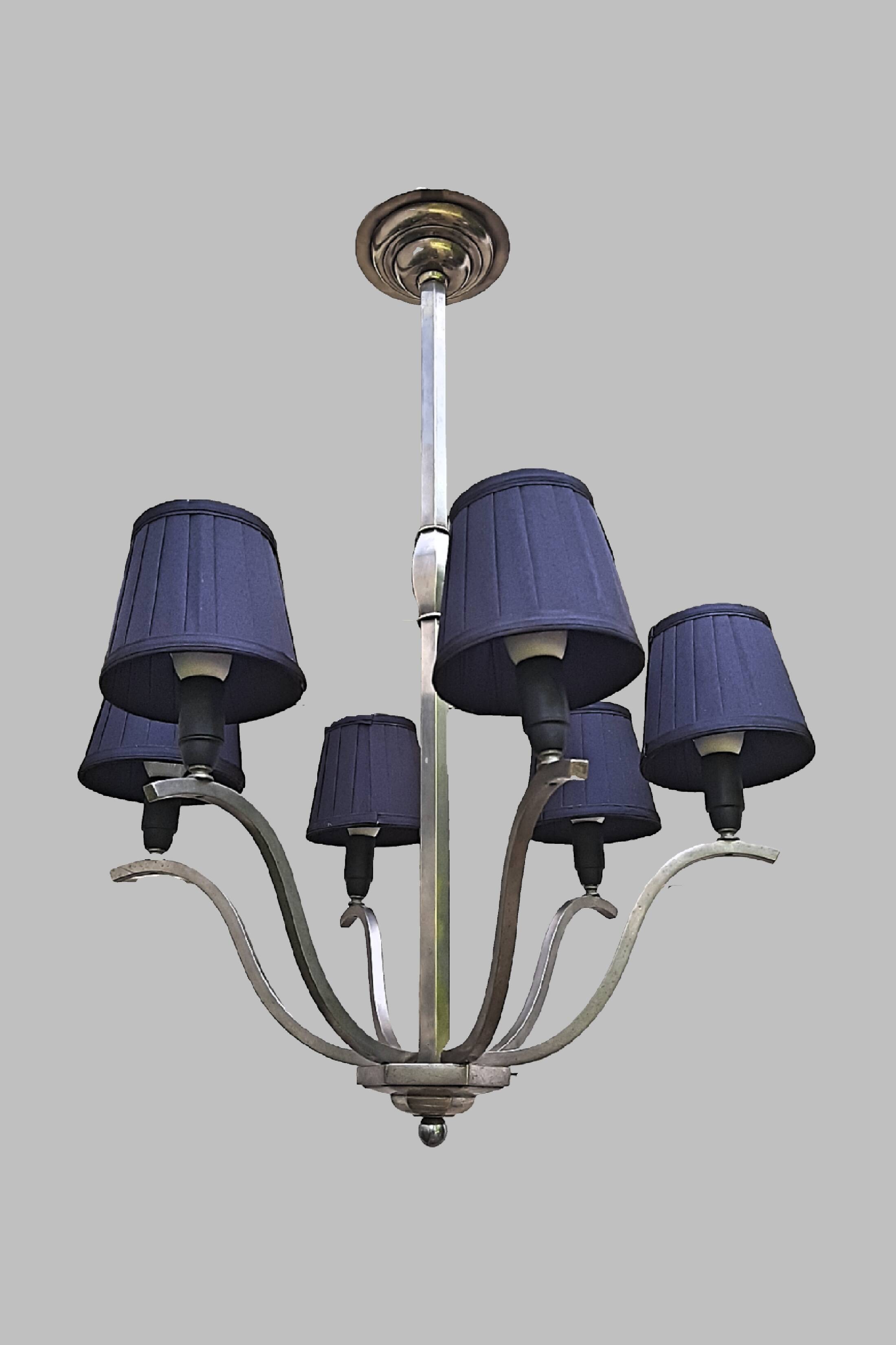 Monture de lustre Art Deco bronze nickelé