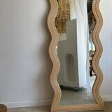 Zigzag rattan foot mirror H:182cm
