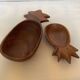 Pair of wooden pineapple trinket trays