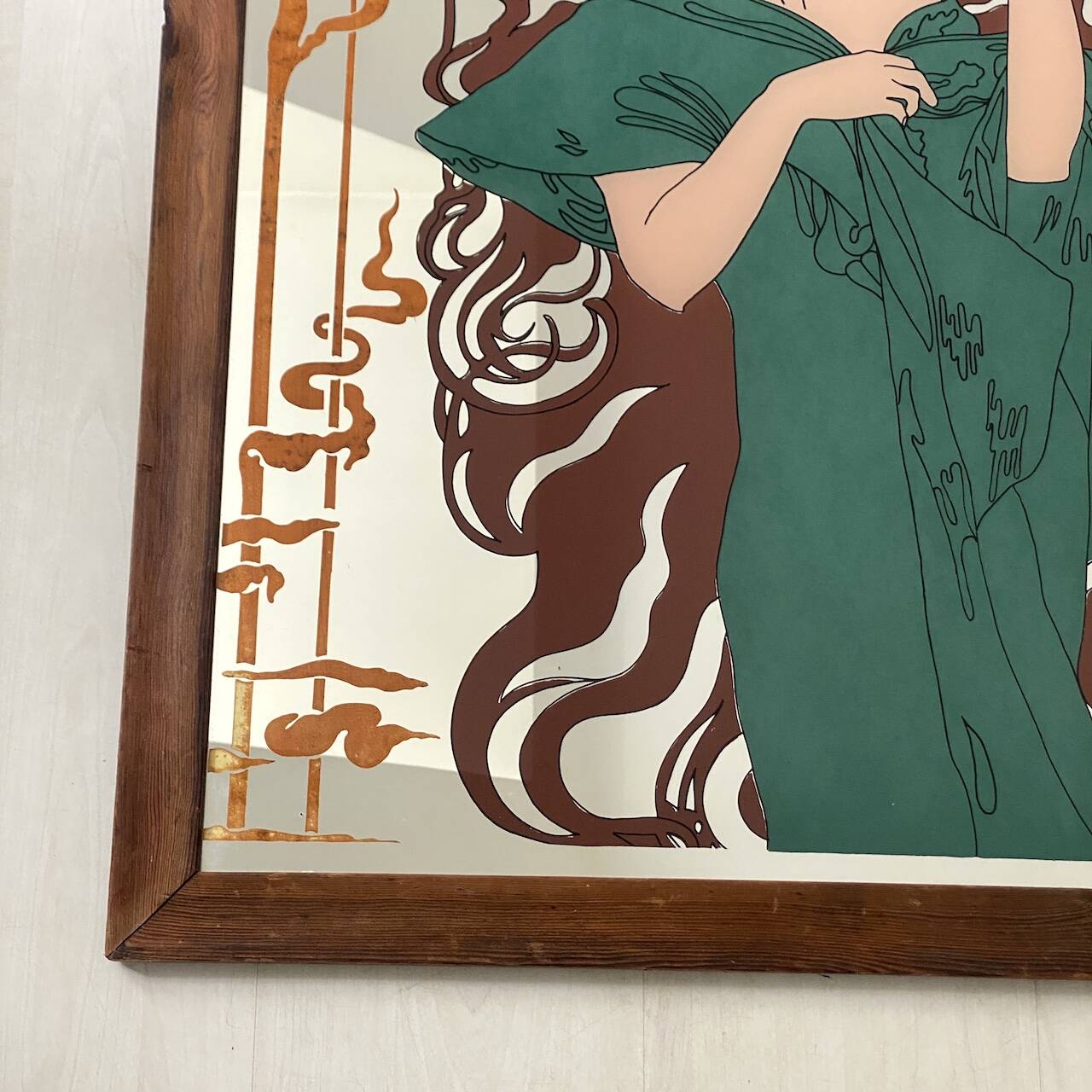 Advertising painted mirror Absinthe Robette Art Nouveau