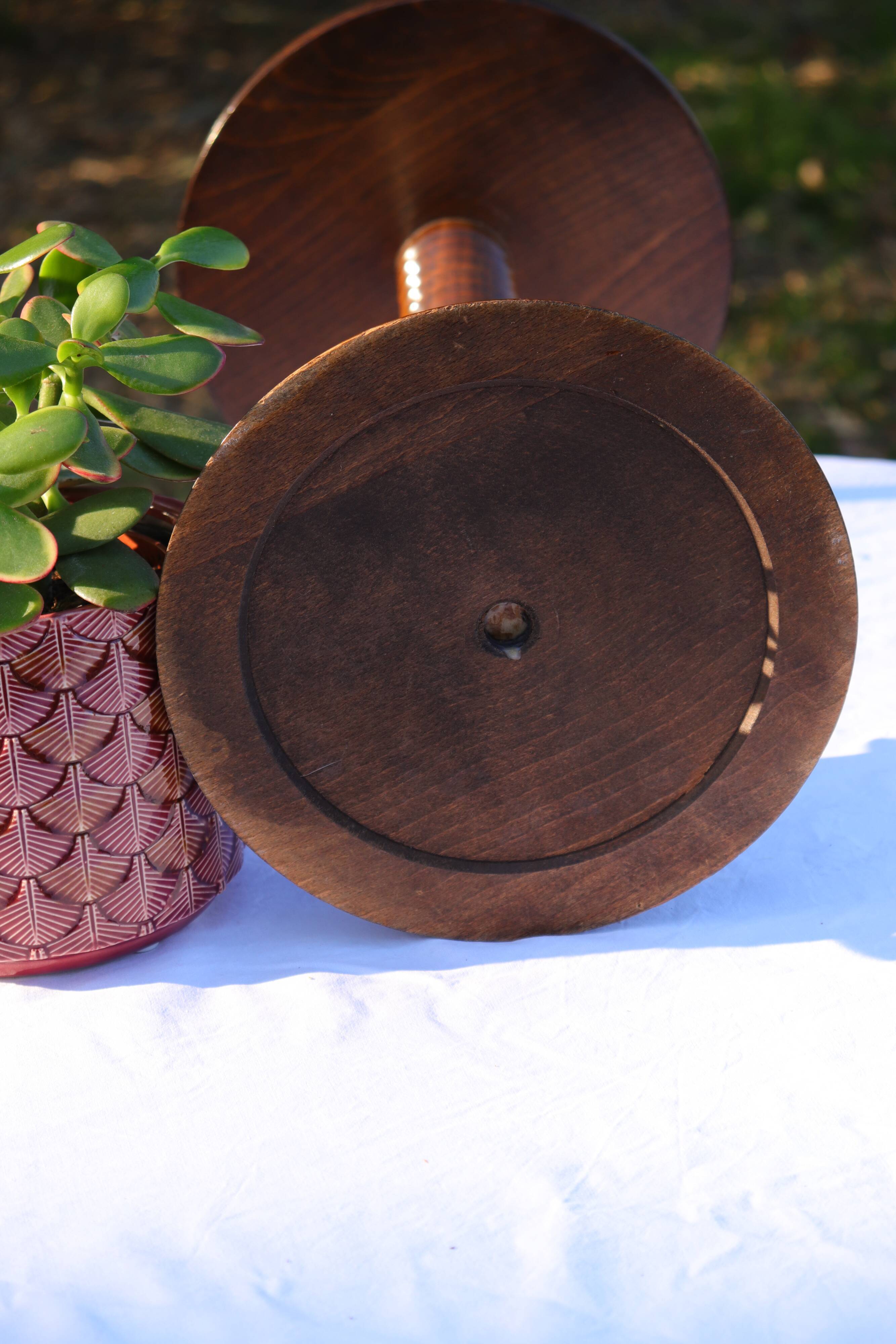 Twisted wood plant holder