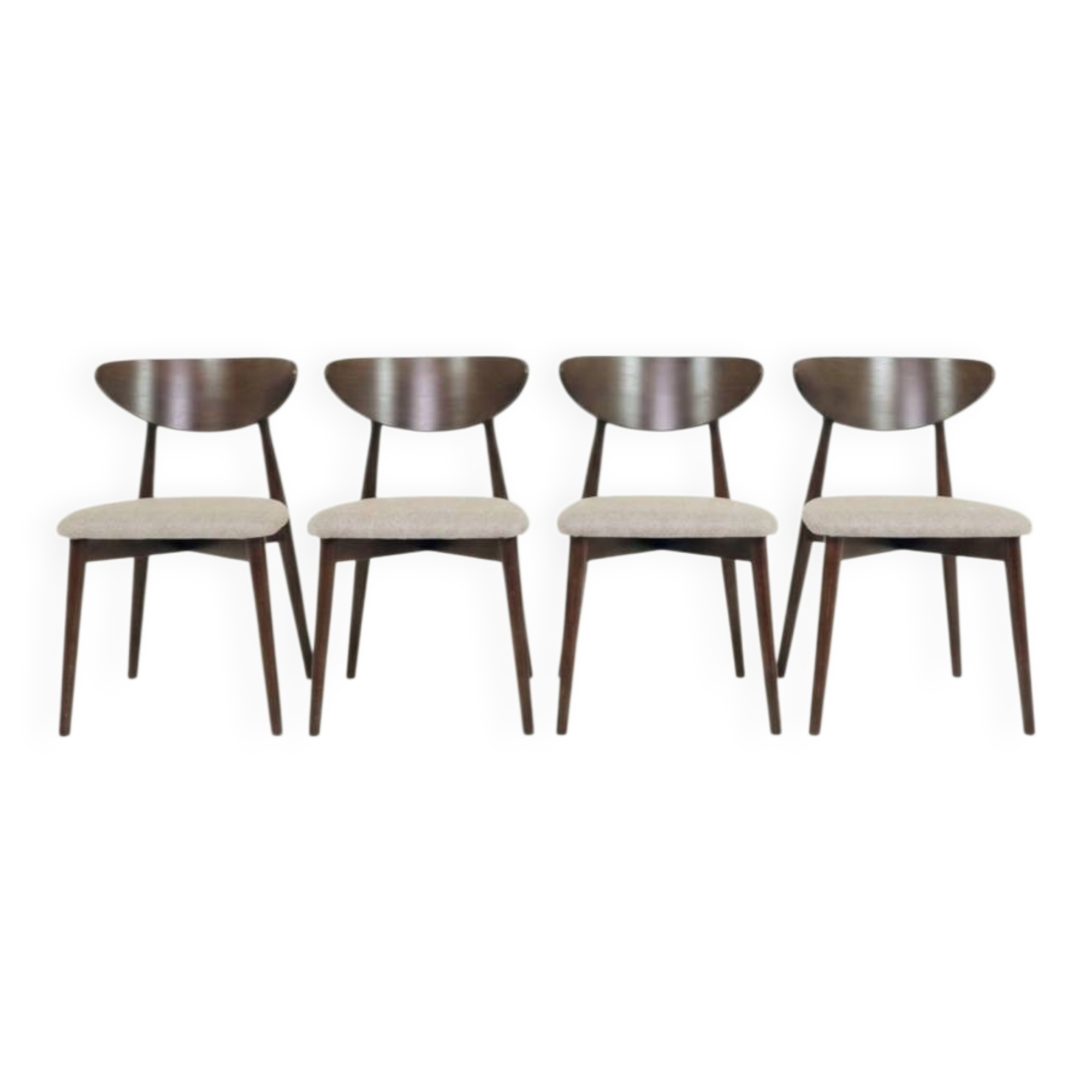 Set of 4 Modern Beech Wood Dining Chair, Herringbone red fabric