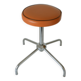 Tabouret de coiffeur pivotant orange, 1970
