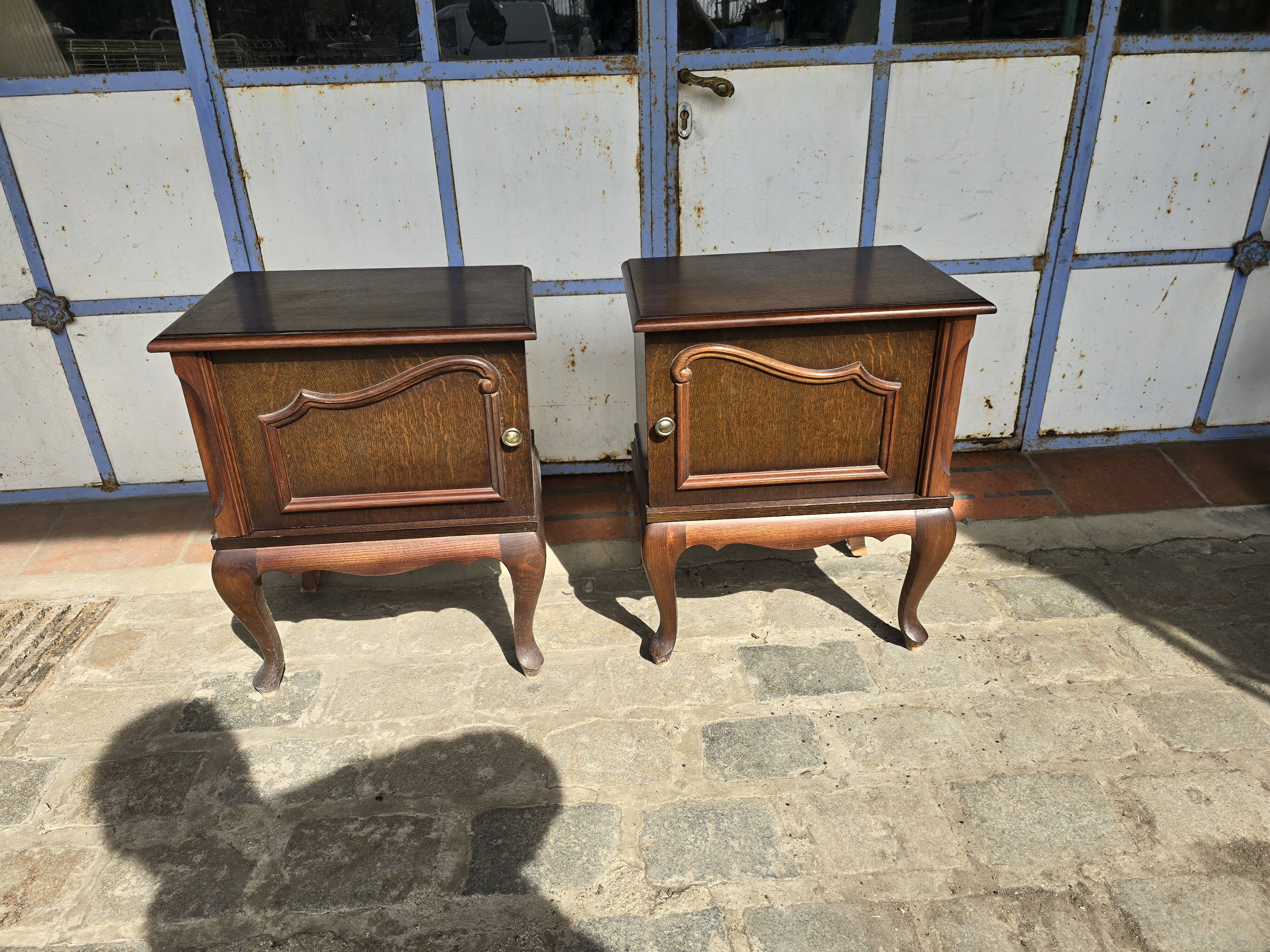 Pair of vintage 1960s oak bedside tables