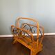 Vintage Wood and Brass Magazine Rack, 1930s