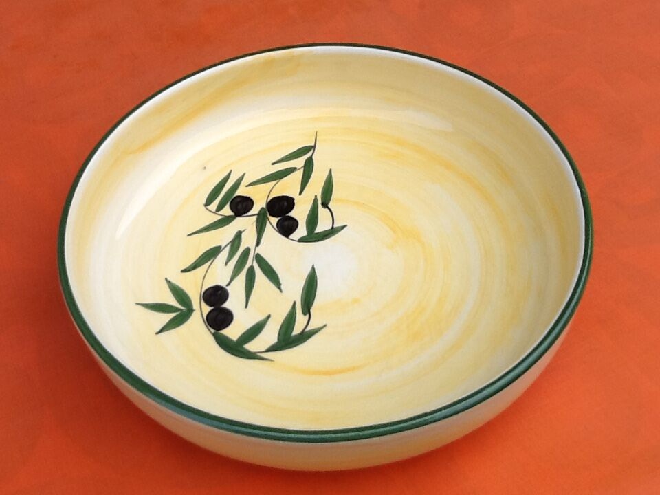 Hollow service dish Glazed ceramic decoration olives Diameter: 300mm...