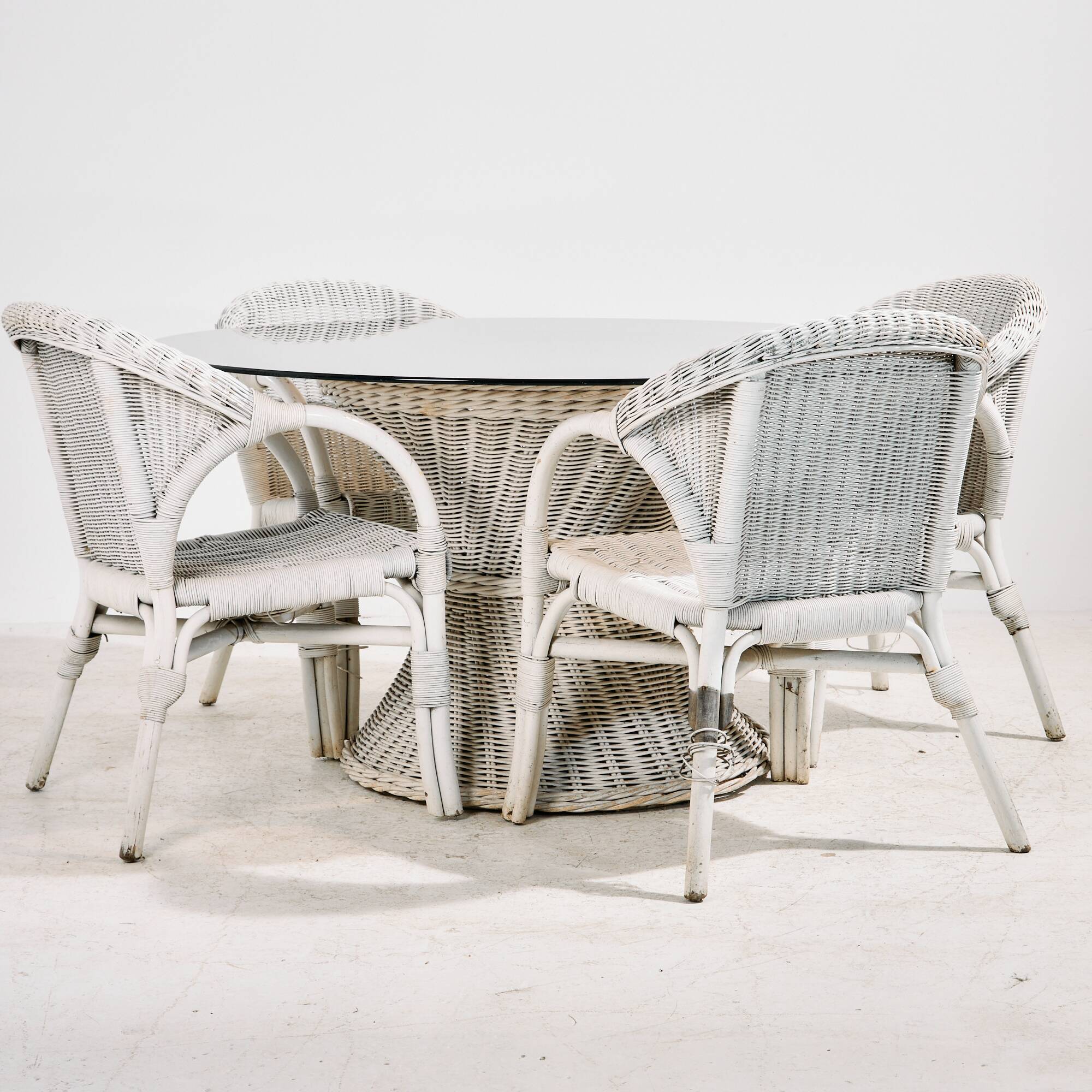 Rattan and bamboo set, set of 5