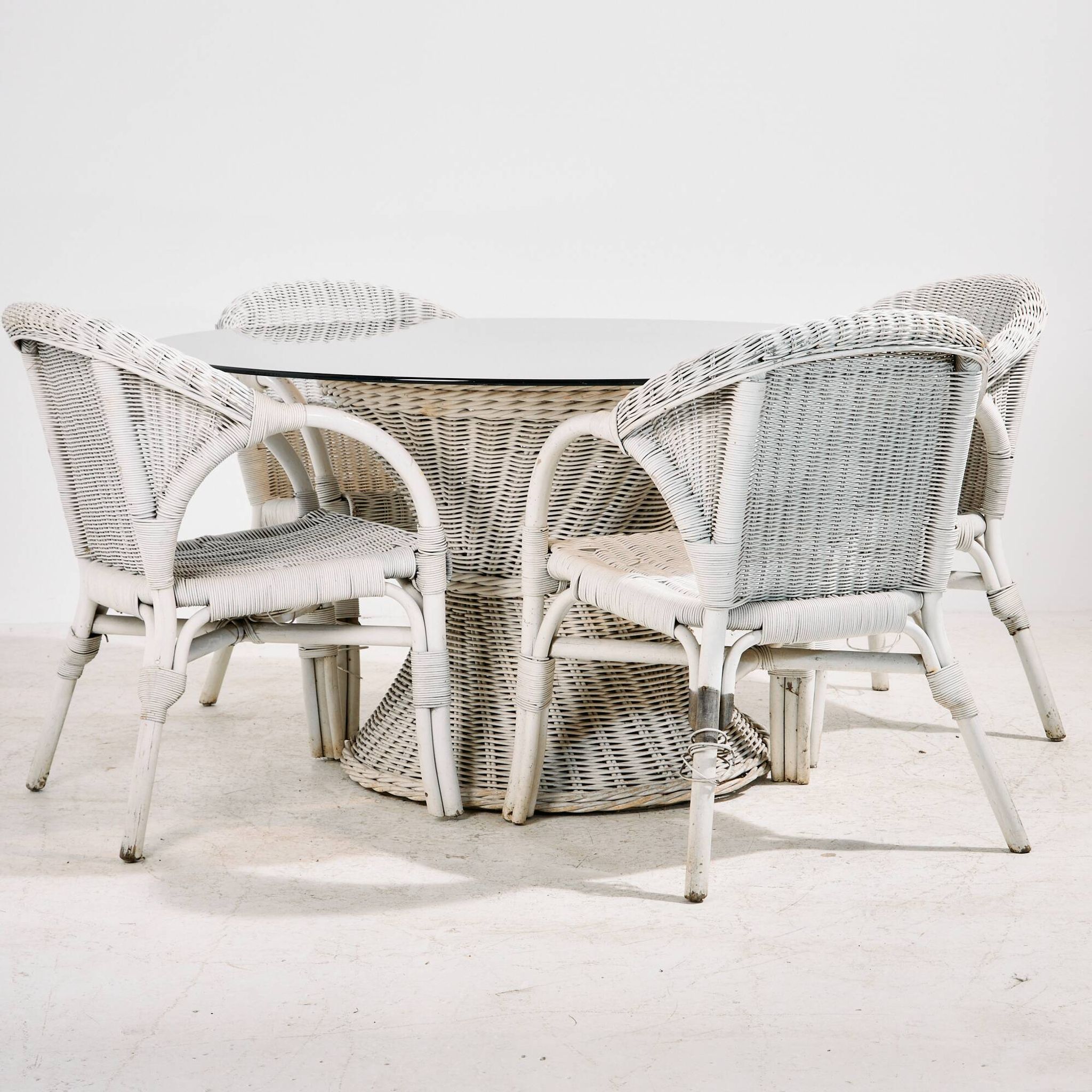 Rattan and bamboo set, set of 5