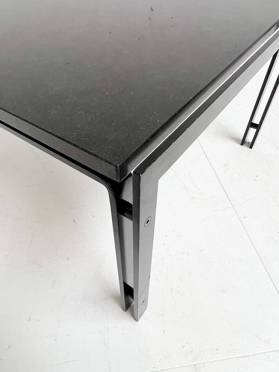 Black granite side table or coffee table from the 1980’s
