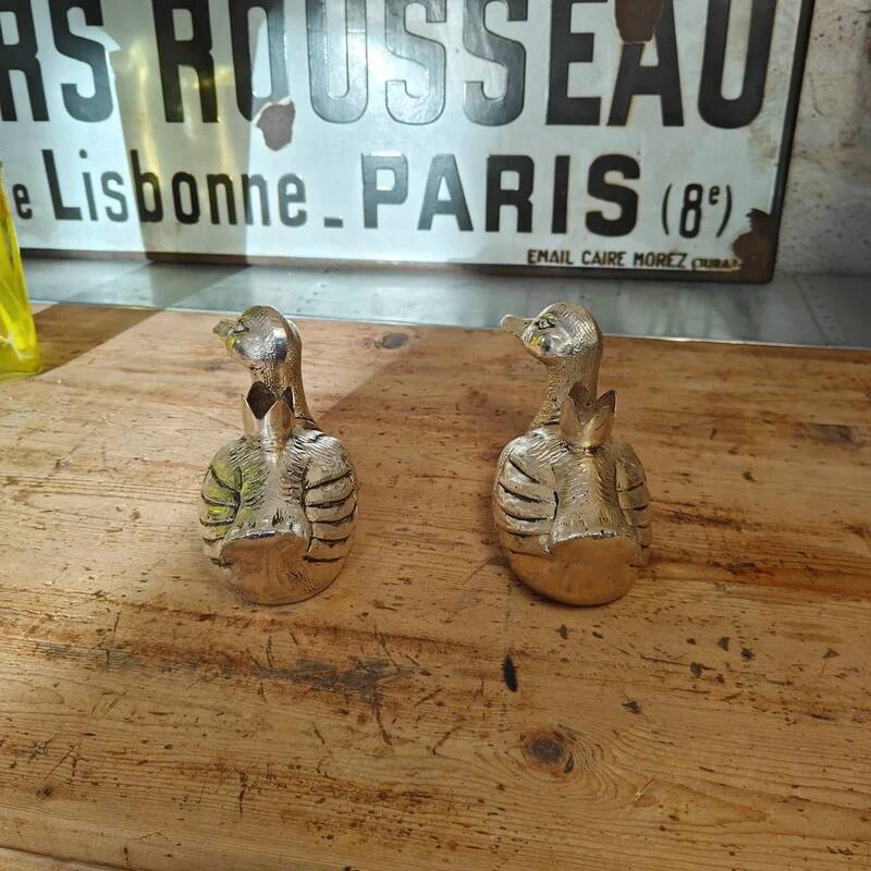 Set of two antique silver-plated candlesticks.