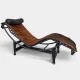 LC4 chaise longue in cowhide and black frame by Cassina, 1970–80