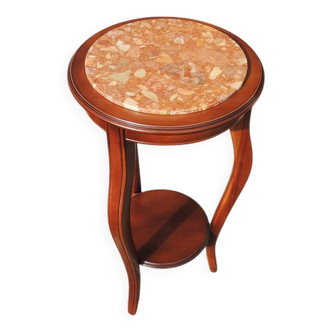 Antique Cherry and Marble Stool