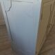 Vintage low sideboard with 3 doors, pearl gray patina, wooden top.