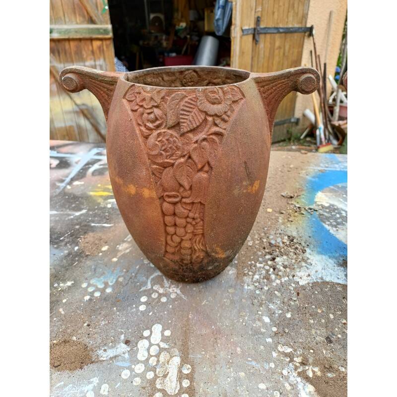Pair of art deco cast iron vases from Charleville-Mézières
