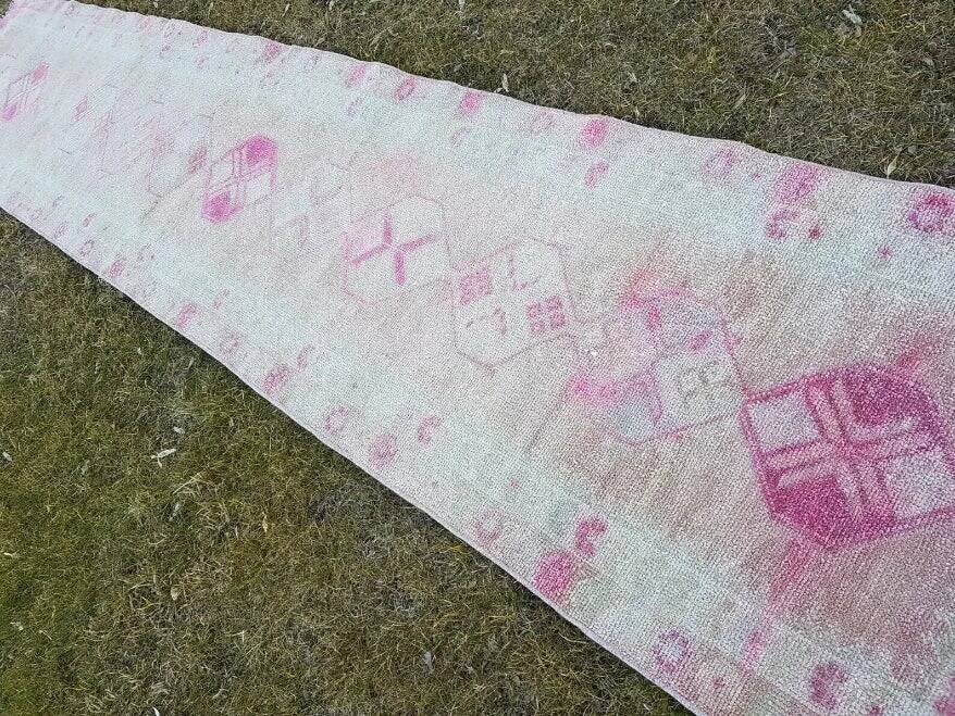 Vintage Turkish hallway rug 77x390 cm