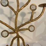 Candelabre en fer forgé et verre XXe