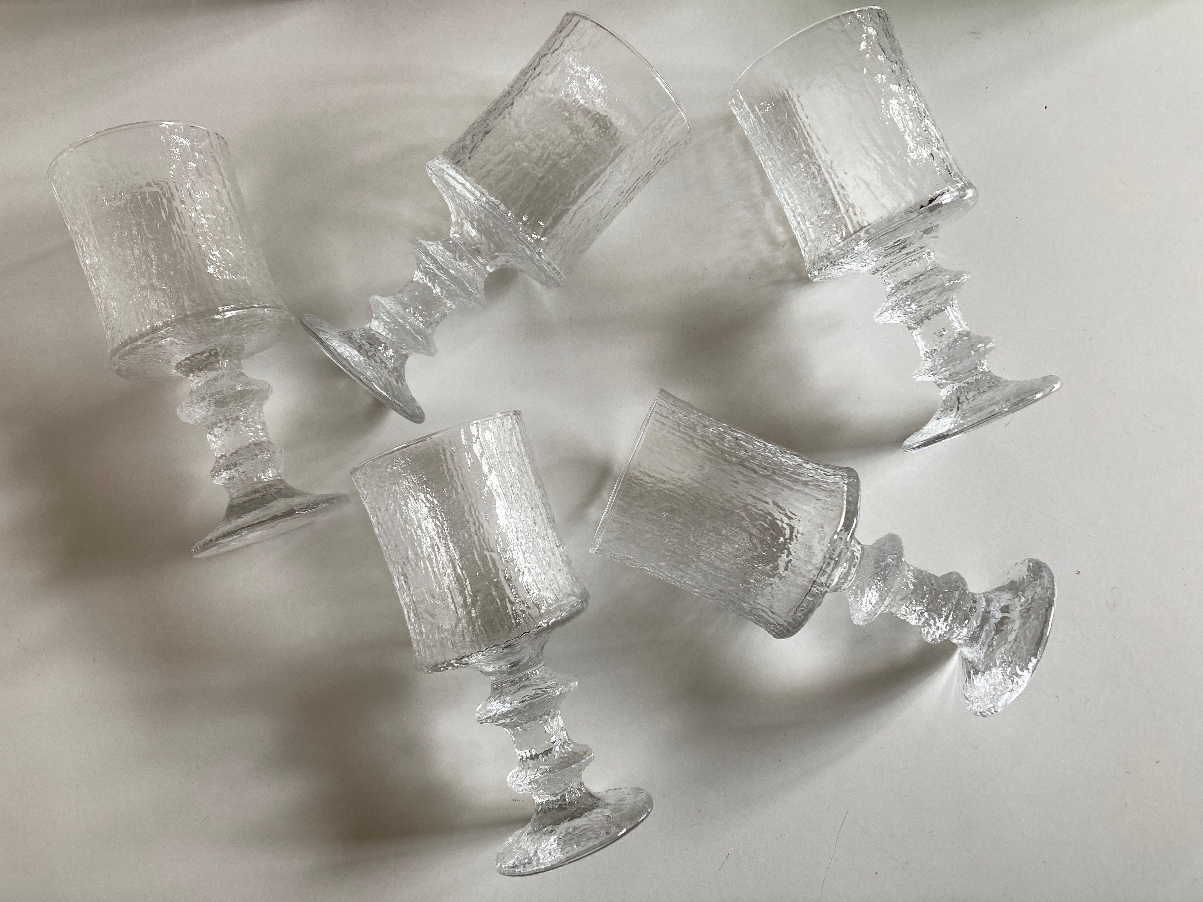 Set of 5 Timo Sarpaneva Festivo 1970 Scandinavian IIttala glasses