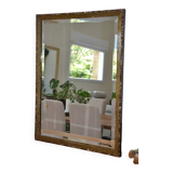 Grand miroir bisauté  kaki en nacre  années 70/80