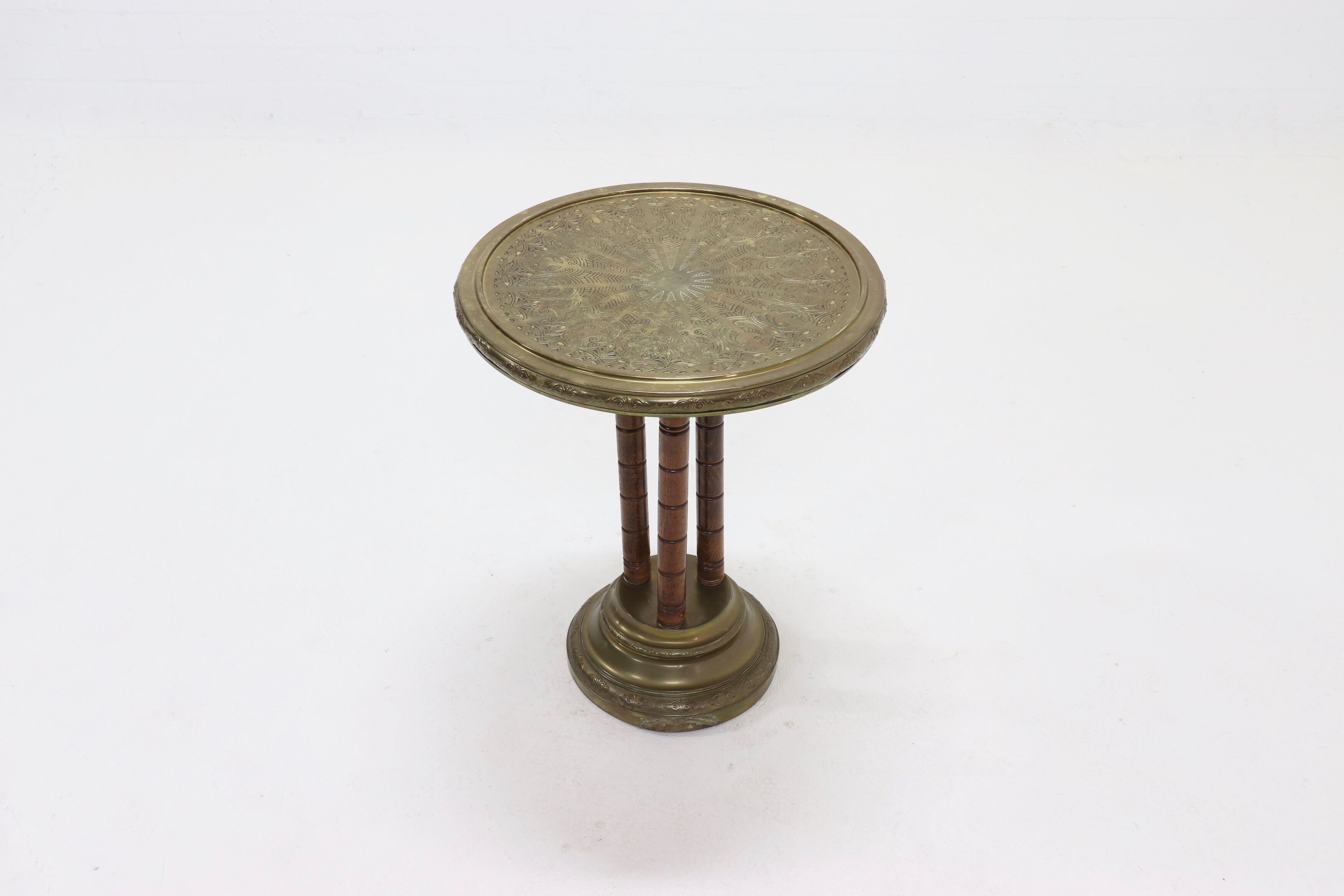 KMD Daalderop Brass and Oak Side Table 1930s