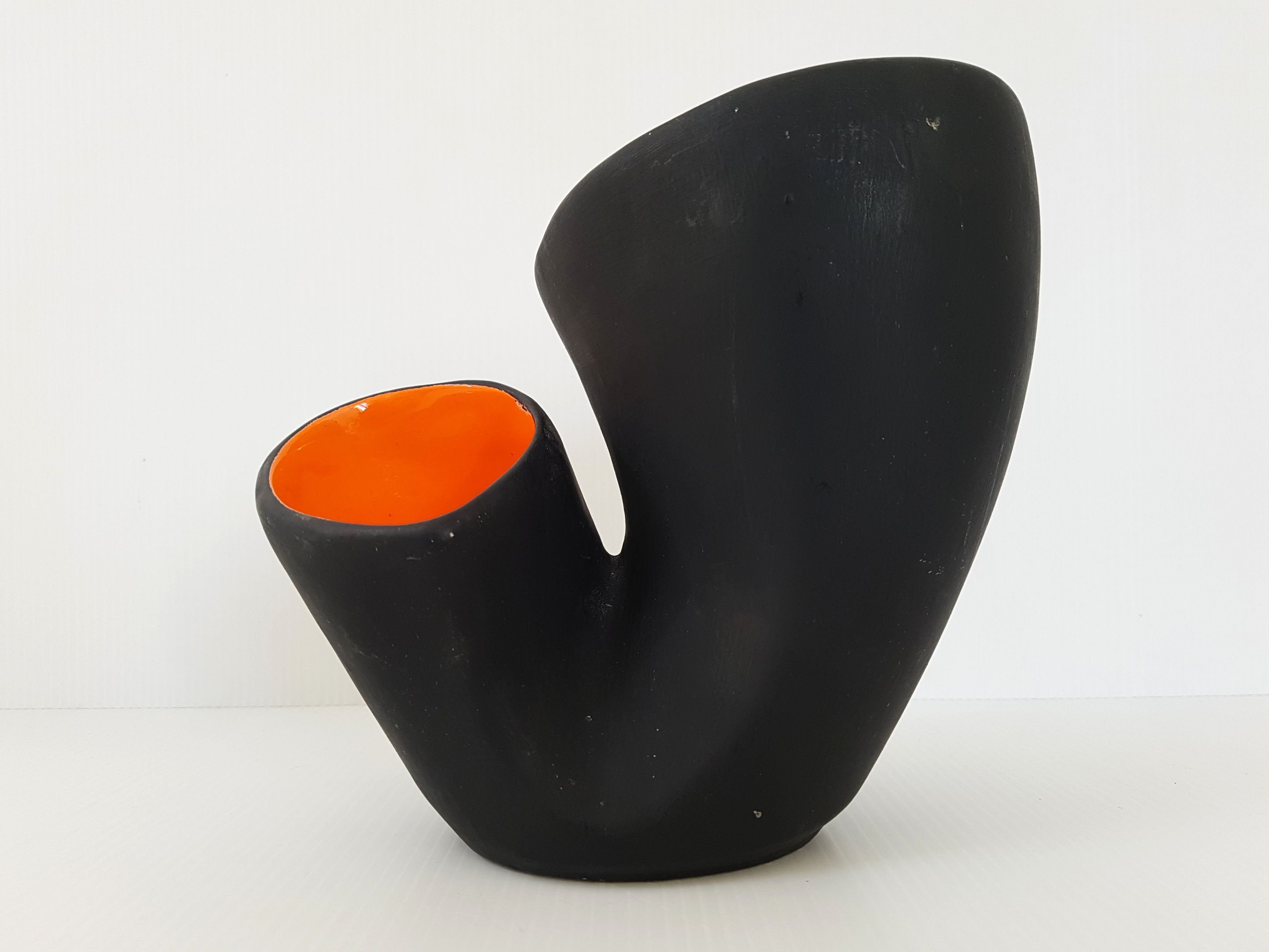 Black & orange vintage vase, 1950