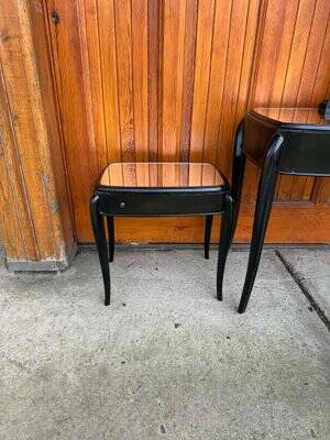 Art Deco French Black Dressing Table, Chair &amp; Nightstands, Set of 4