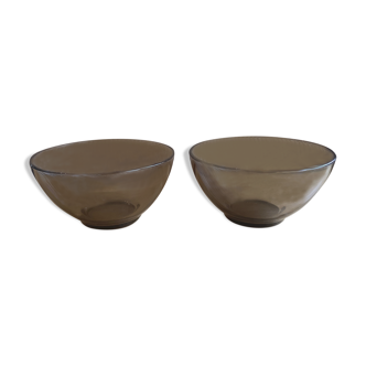 Set of 2 Arcopal Bowls in smoked glass