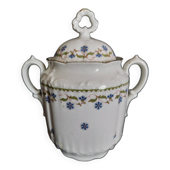 Sugar bowl decorated with cornflowers Limoges first half of the 20th century