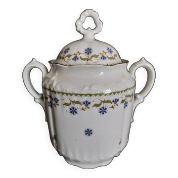 Sugar bowl decorated with cornflowers Limoges first half of the 20th century