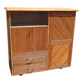 Rattan children's wardrobe by Audoux Minet 1950