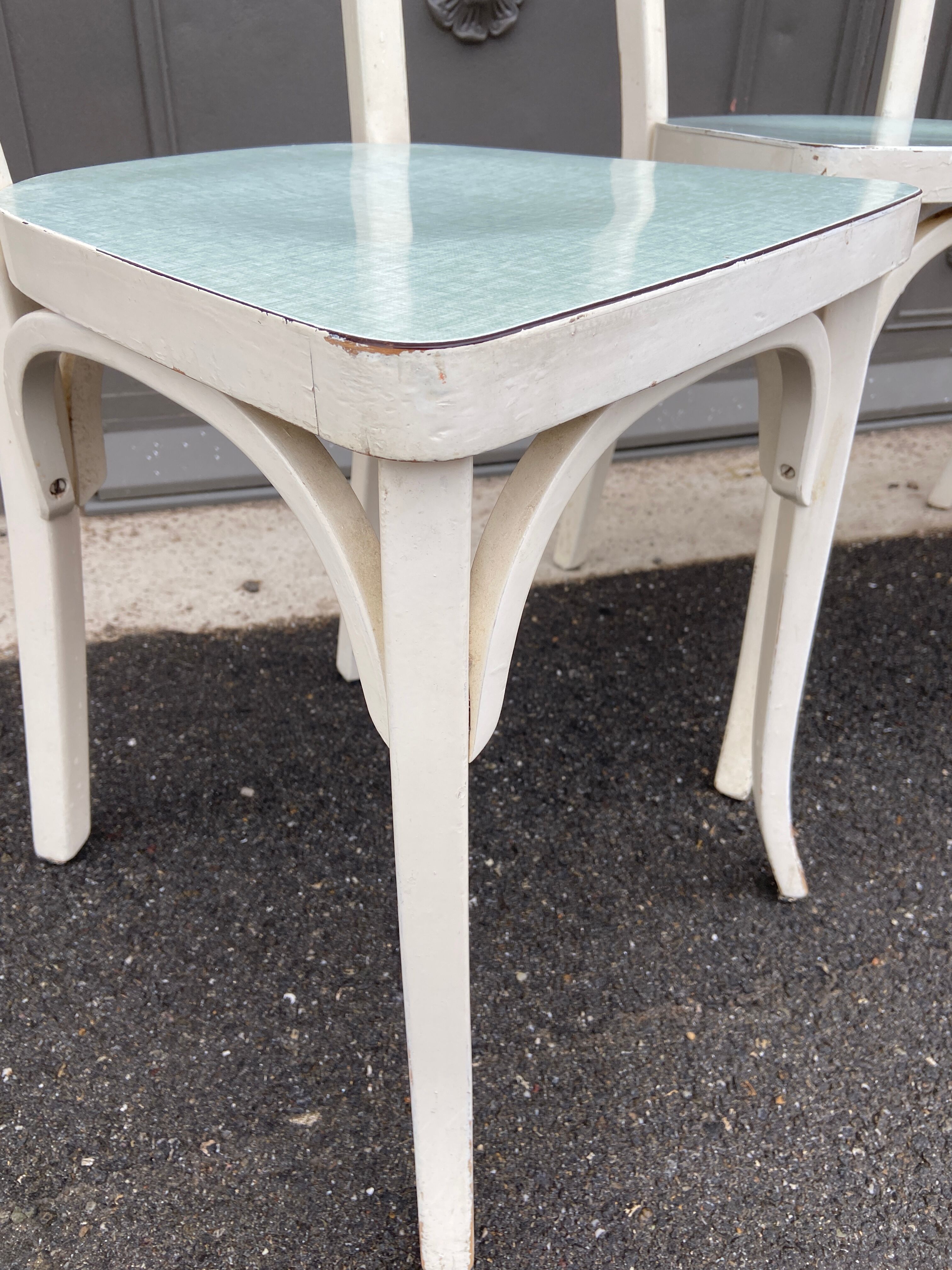 4 baumann chairs wood and formica 1960