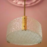 Vintage glass and brass pendant light, vintage chandelier, triangular ceiling lamp, pendant light