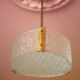 Vintage glass and brass pendant light, vintage chandelier, triangular ceiling lamp, pendant light