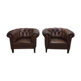 Paire de fauteuils cuir