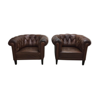 Paire de fauteuils cuir