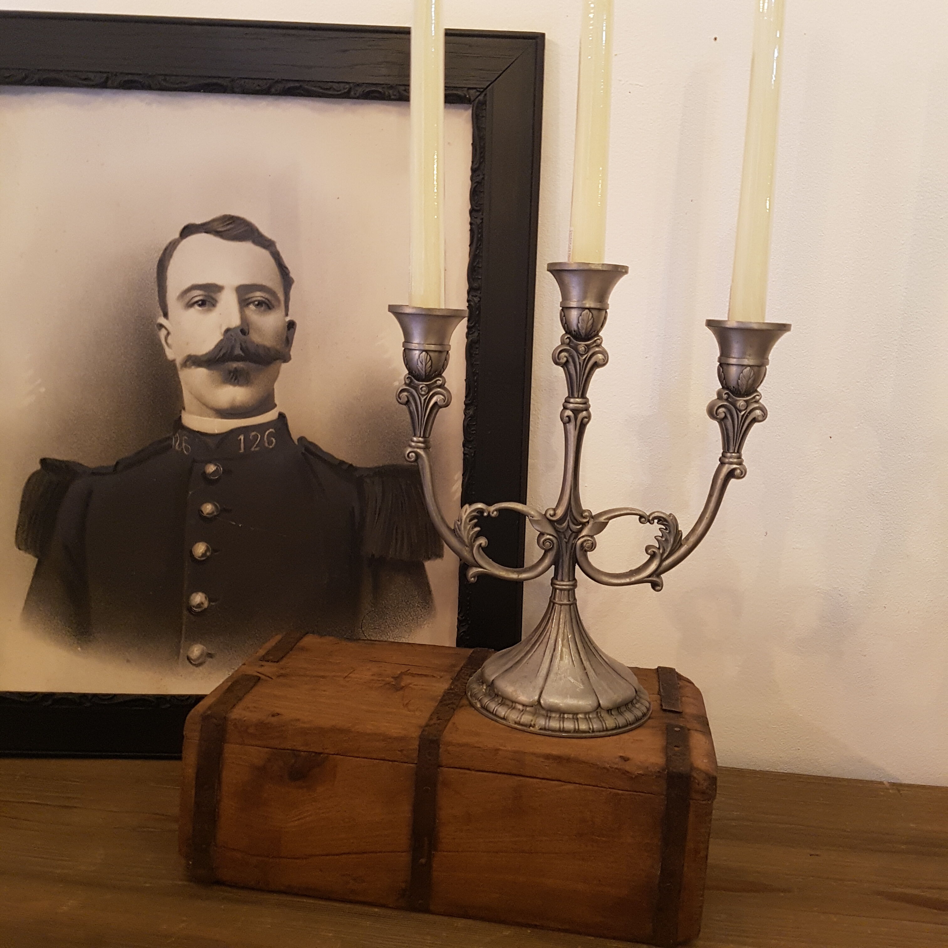 3-spoke pewter candlestick