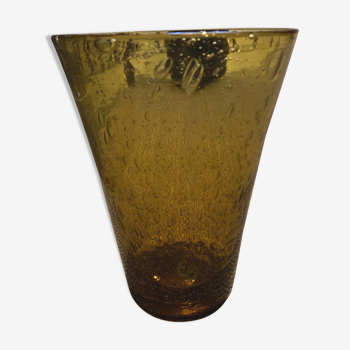 Vase en verre bullée biot