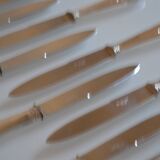 12 art deco silver metal dessert or cheese knives 20.5 cm AR monogram