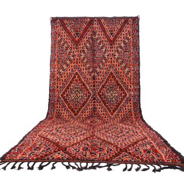 Grand tapis marocain vintage fait main 186 x 412 cm - Tapis en laine berbère antique
