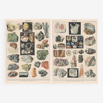 Lot two old lithograph plates on minerals 1900