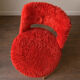 Pair of vintage red shaggy armchairs from the 1960s.