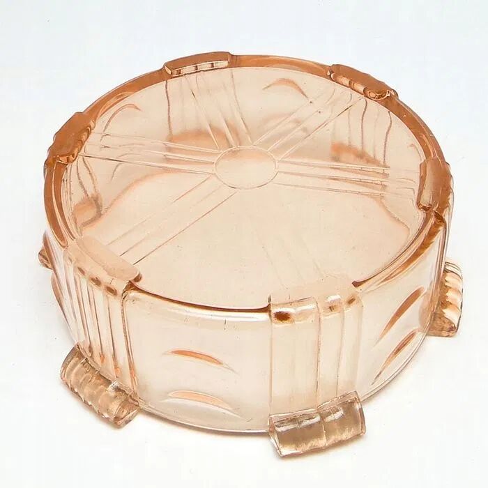 E1e art deco huta stoelzle pink bowl