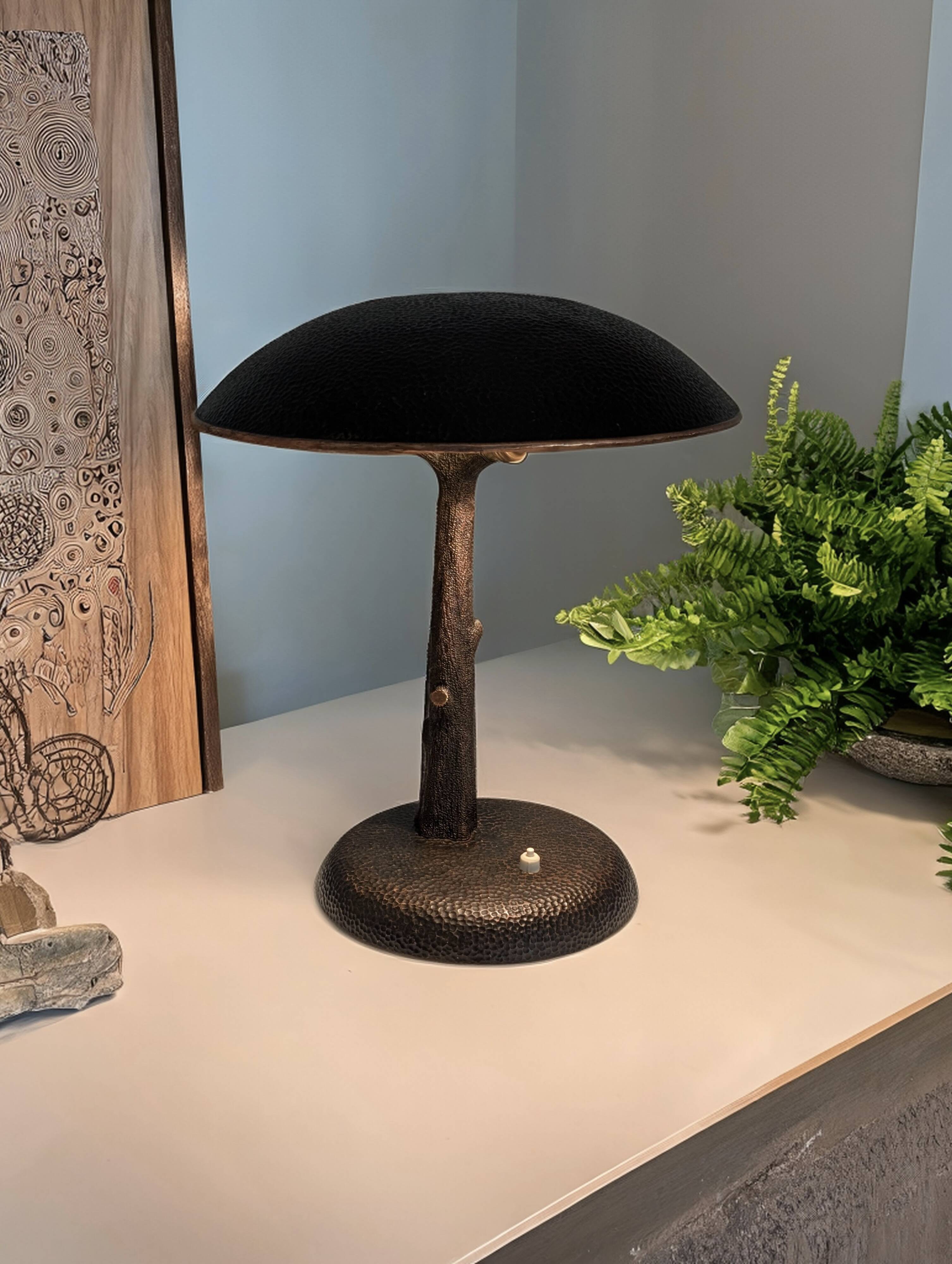 Hammered Copper Sculptural Lamp in the Shape of a Tree, Mid-Century Modern