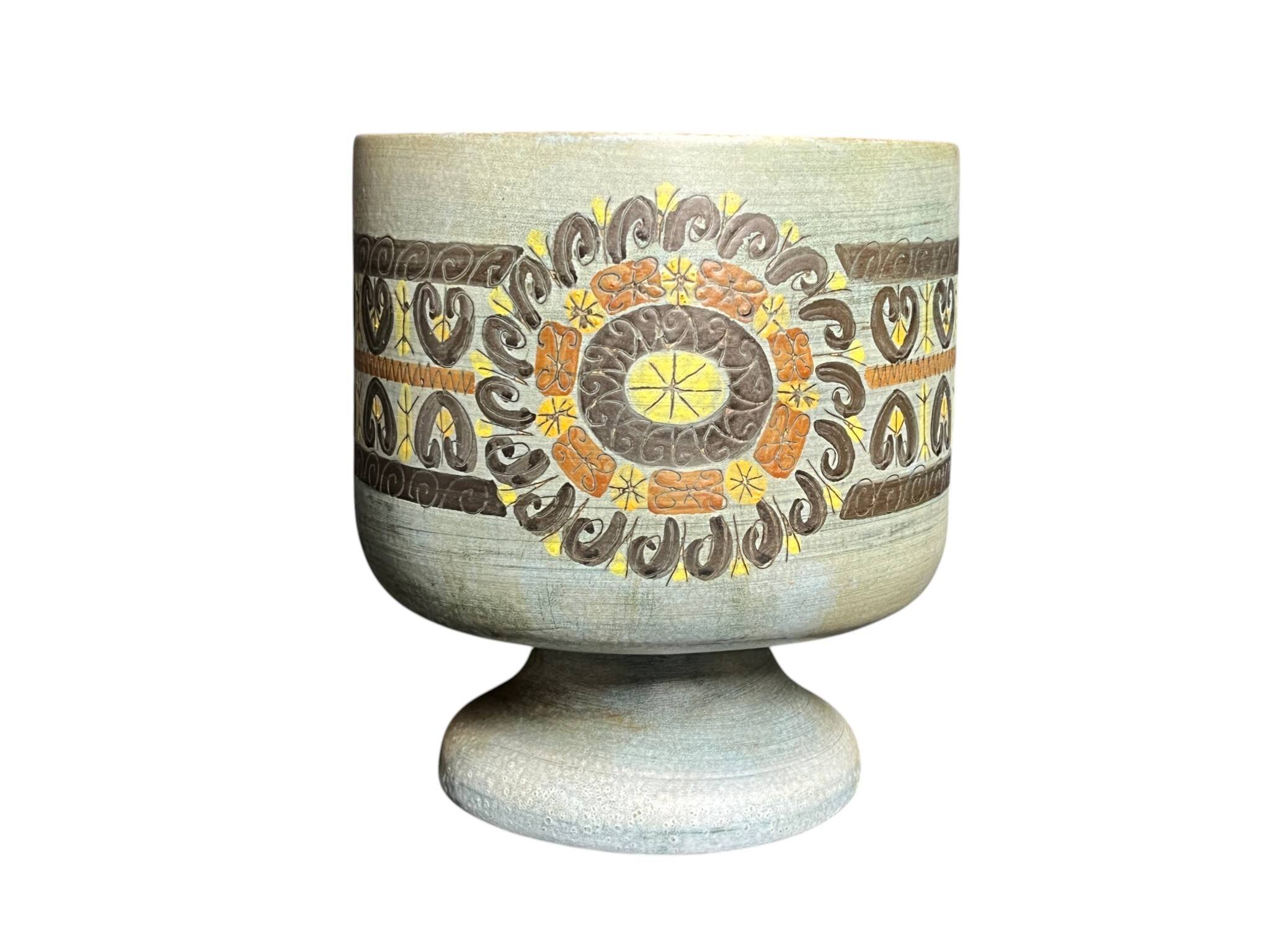Vallauris, polychrome earthenware cache pot vase by Jean Lespinasse circa 1960