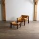 Fauteuil Amazonas avec repose-pieds en cuir cognac par Jean Gillon Brésil