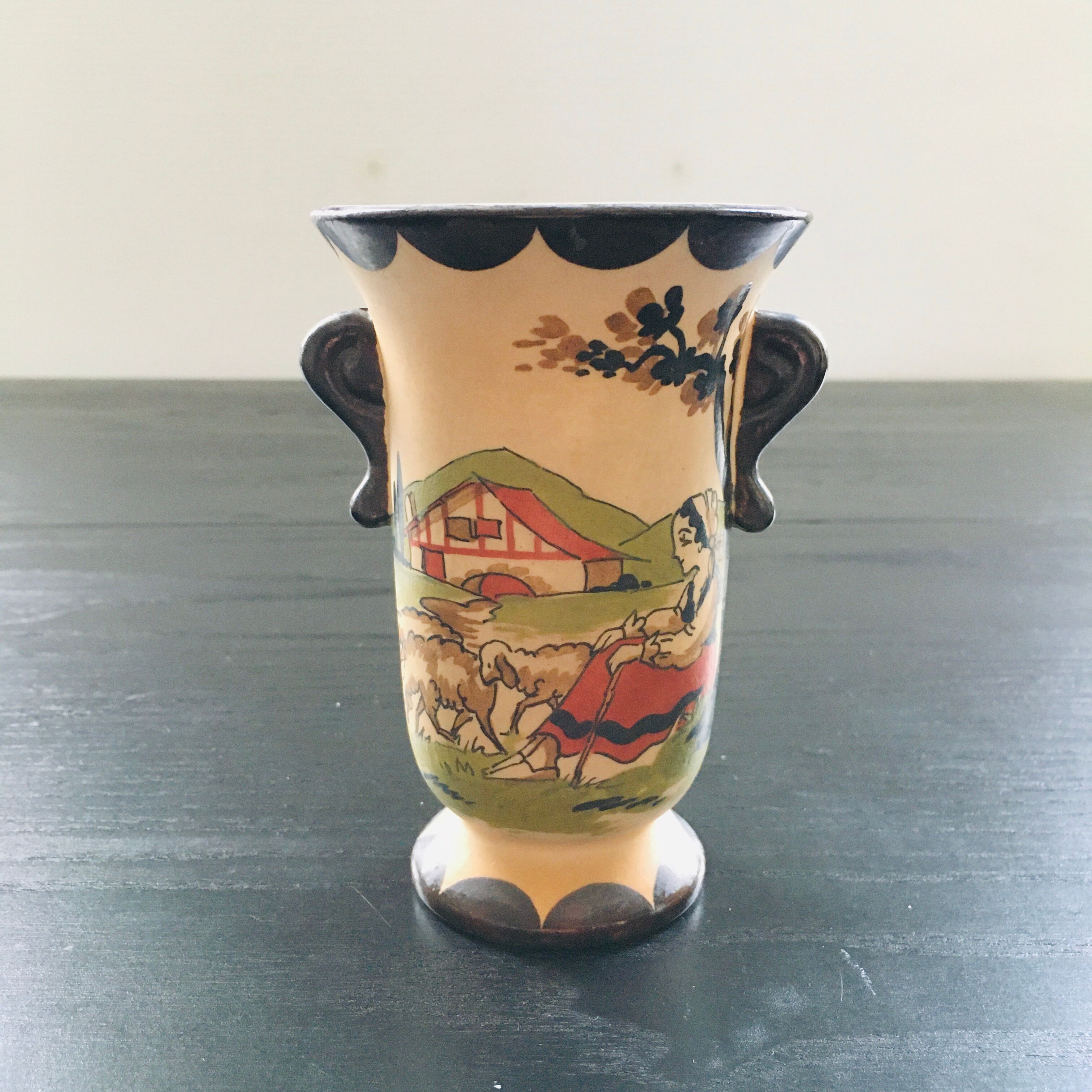Basque art stoneware vase