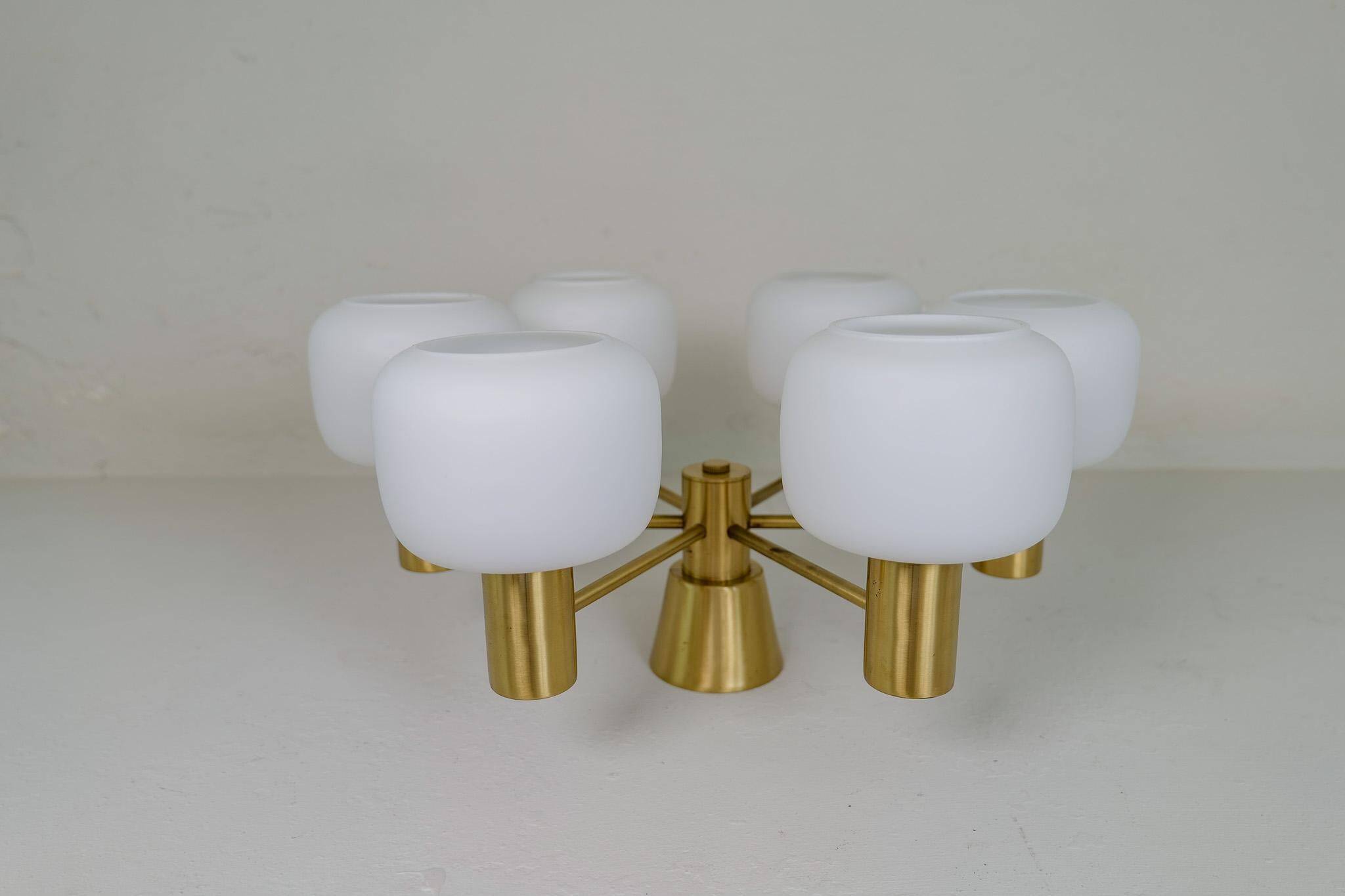 Mid-century brass ceiling light ASEA Sweden, 1950s
